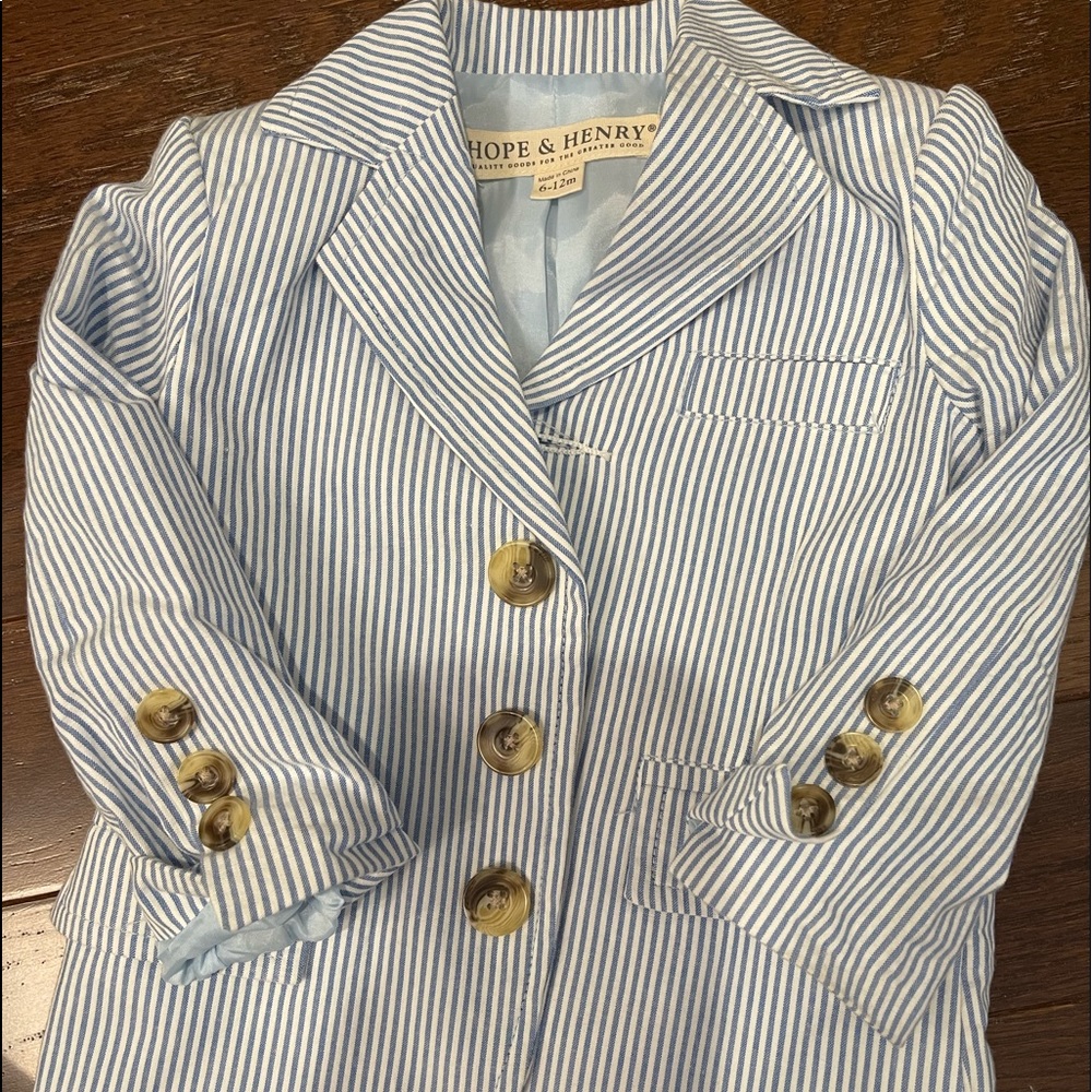 Hope and Henry blazer pinstripe size 6 to 12 months like new